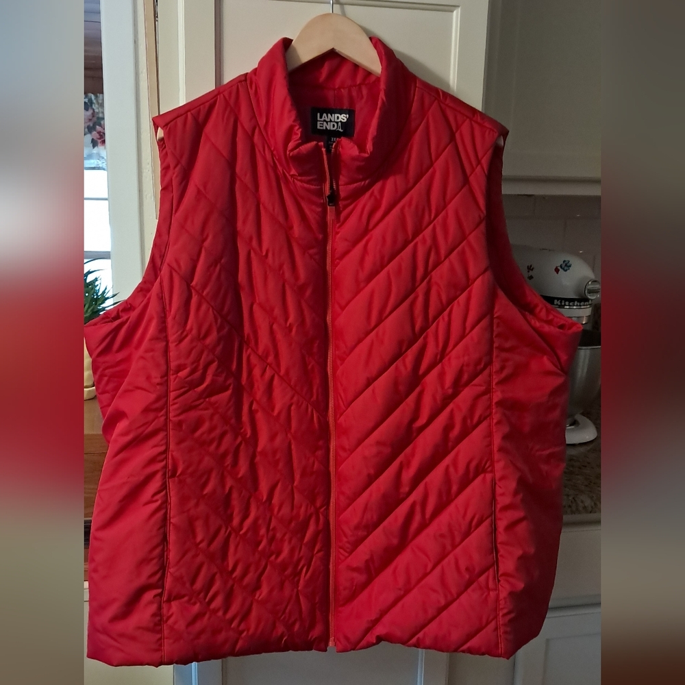 Lands' End Quilted Red Women's Vest